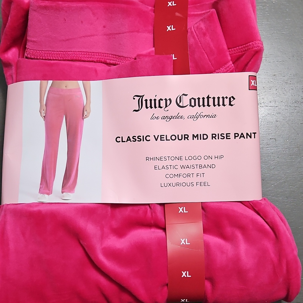 Women's Juicy Couture velour Mid Rise Pant.  Pink XL